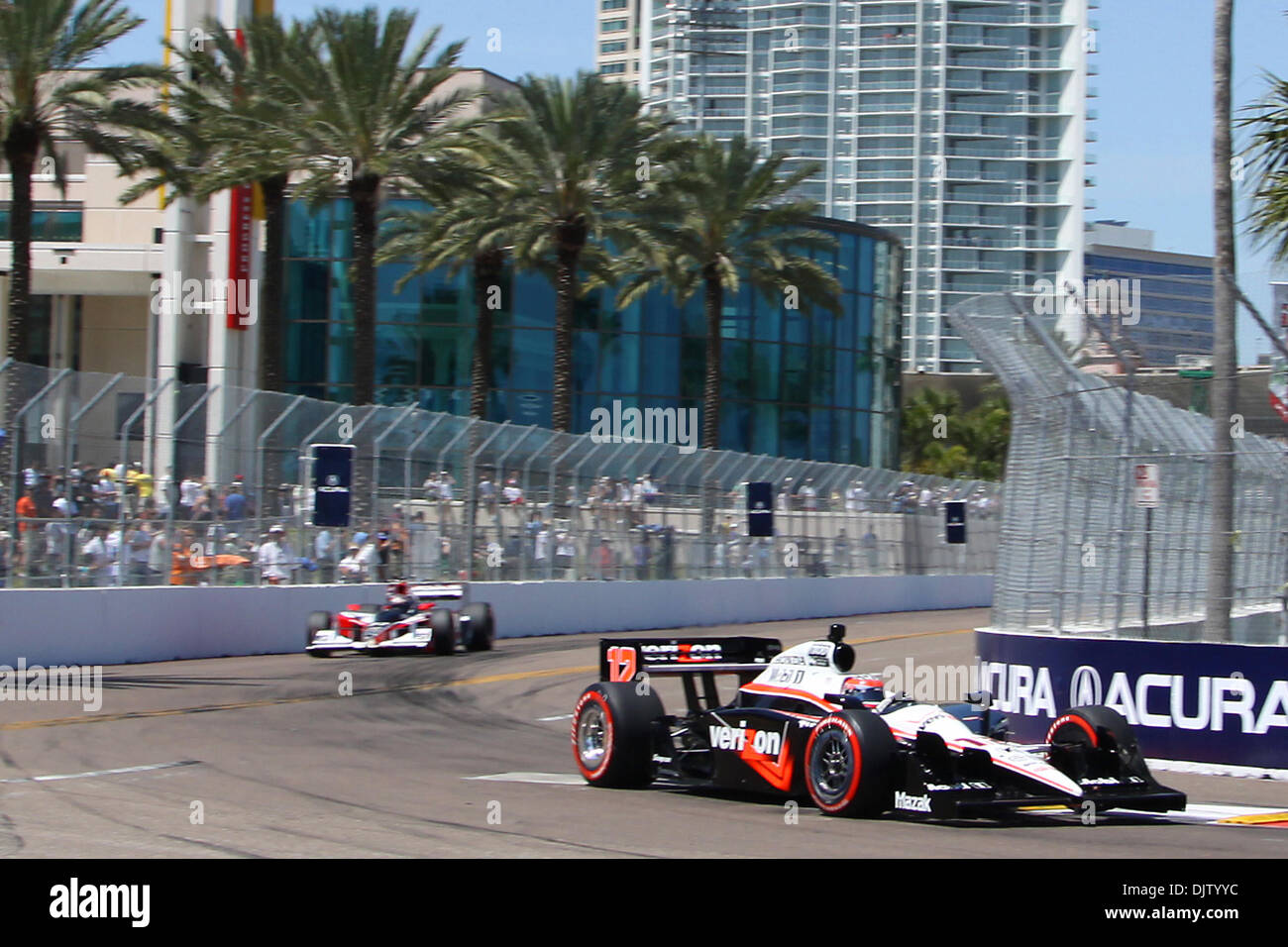 Will Power races through a turn during qualifying for the Honda Grand