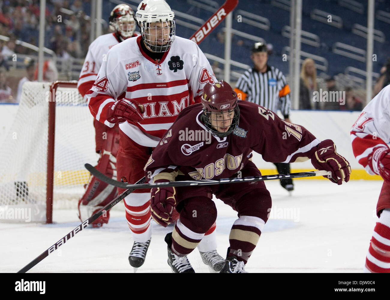 Boston College Forward Cam Atkinson 13 And Miami Defenseman Steven Stock Photo Alamy