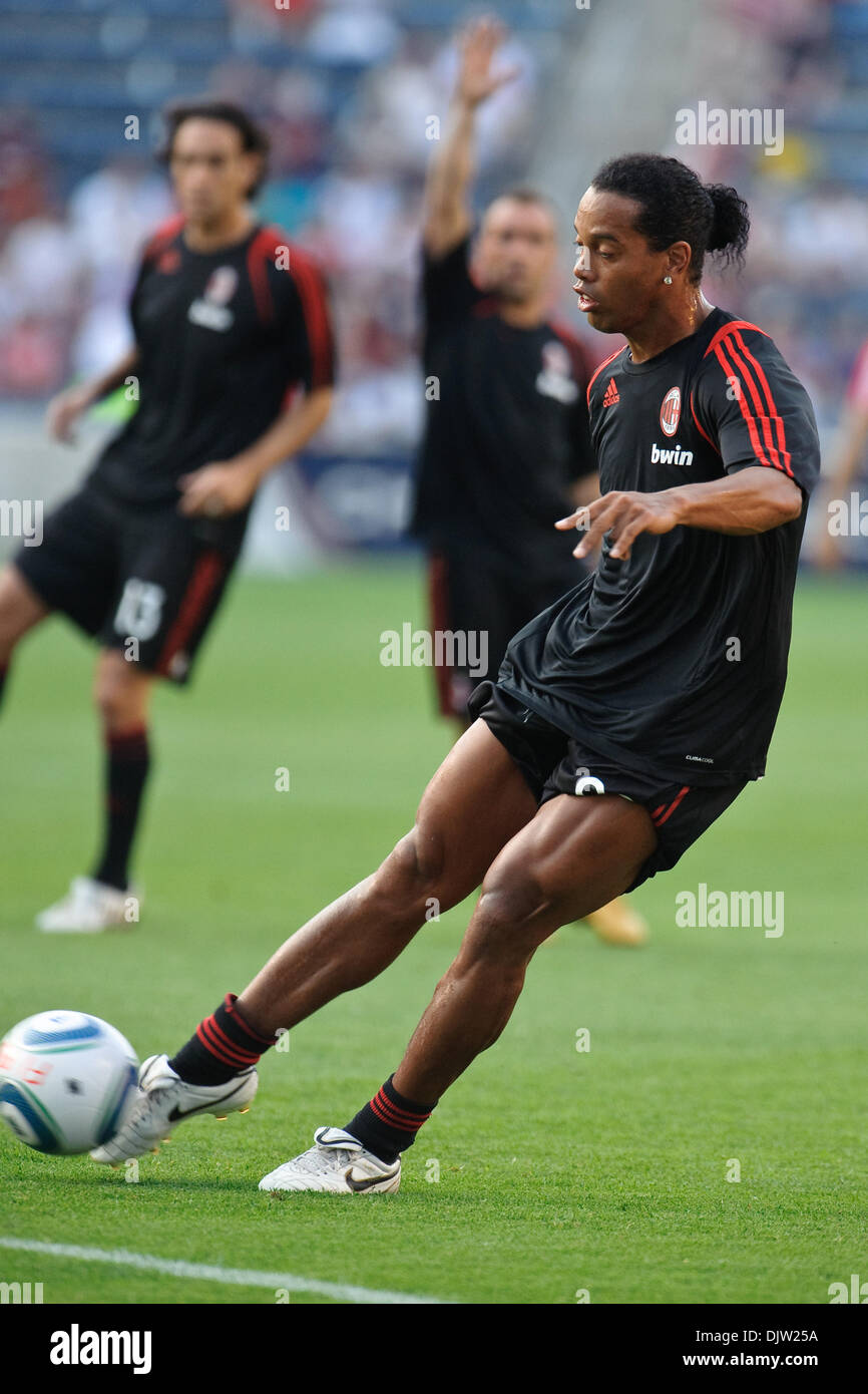 30 May2010:  AC Milan midfielder Ronaldinho (80) warms up prior to the friendly match between the Chicago Fire and AC Milan at Toyota Park in Bridgeview, Illinois.  AC Milan defeated the Fire 1-0. (Credit Image: © John Rowland/Southcreek Global/ZUMApress.com) Stock Photo