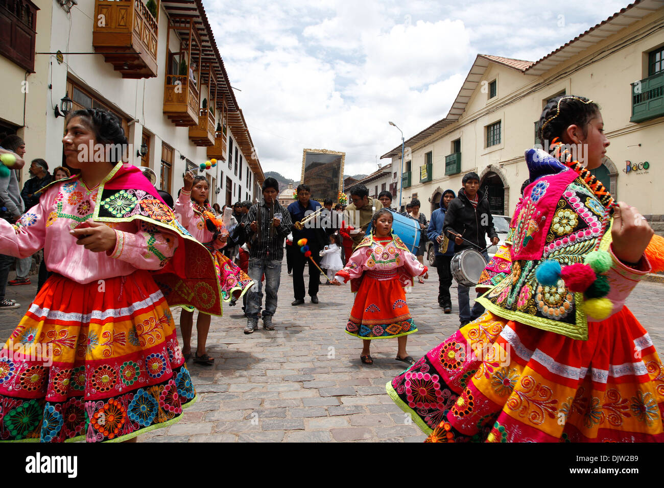 A religious procession, Cuzco, Peru. Stock Photo