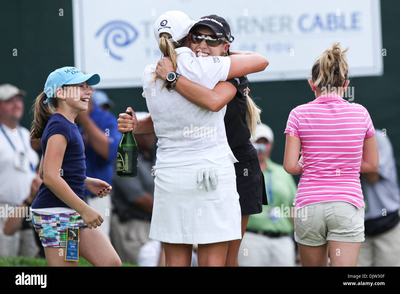 Cristie Kerr (left) hugs Natalie Gulbis (right) of USA after she wons the LPGA Championship at Locust Hill Country Club in Pittsford, NY, USA; (Credit Image: © Nicholas Serrata/Southcreek Global/ZUMApress.com) Stock Photo