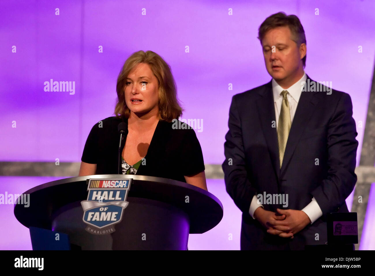 L) Lesa France Kennedy and (R) Brian France give an acceptance speech ...
