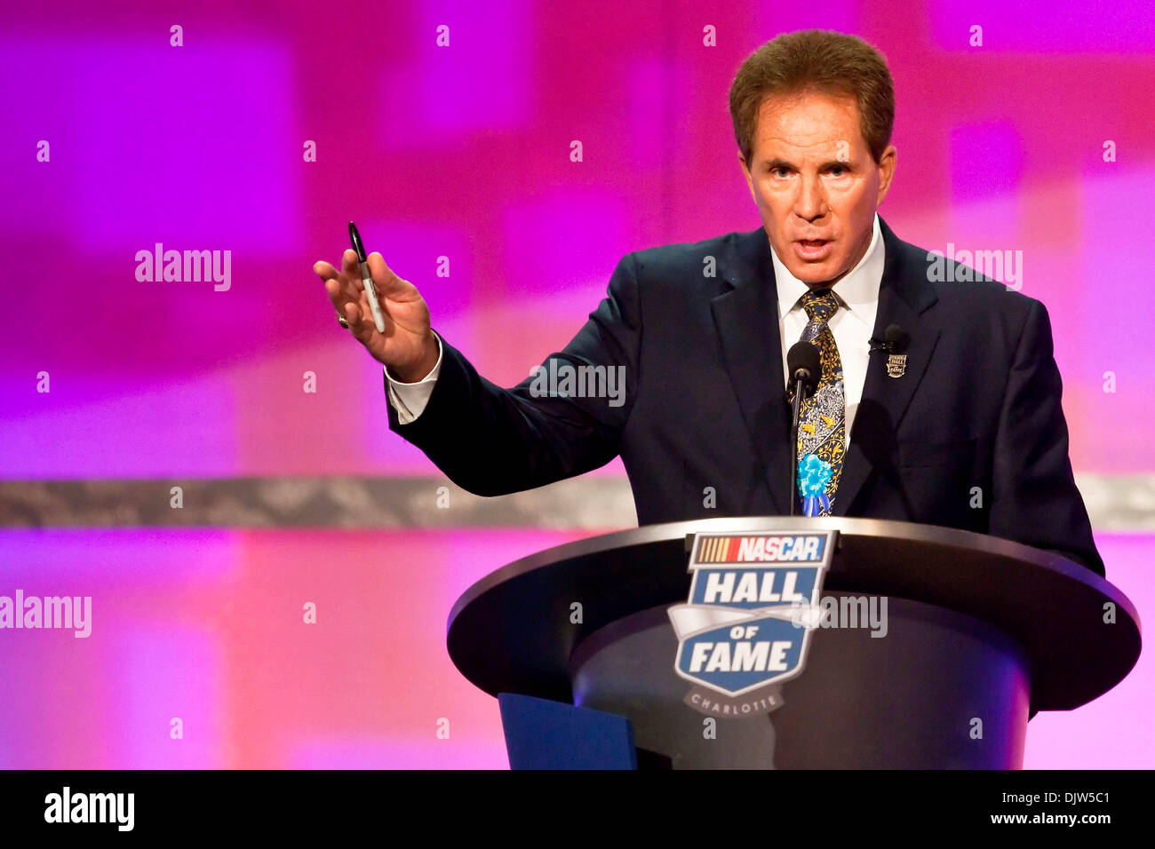 Darrell Waltrip gives the induction speech for Junior Johnson  during the Inaugural NASCAR Hall Of Fame Induction Ceremony at the new Hall Of Fame building in Charlotte, North Carolina. (Credit Image: © Leon Switzer/Southcreek Global/ZUMApress.com) Stock Photo