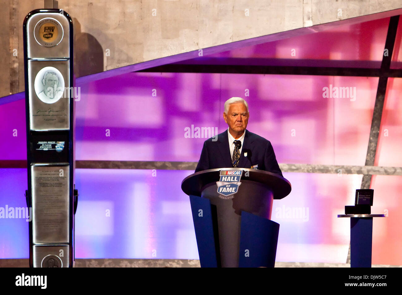 Junior Johnson gives his acceptance speech during the Inaugural NASCAR Hall Of Fame Induction Ceremony at the new Hall Of Fame building in Charlotte, North Carolina. (Credit Image: © Leon Switzer/Southcreek Global/ZUMApress.com) Stock Photo