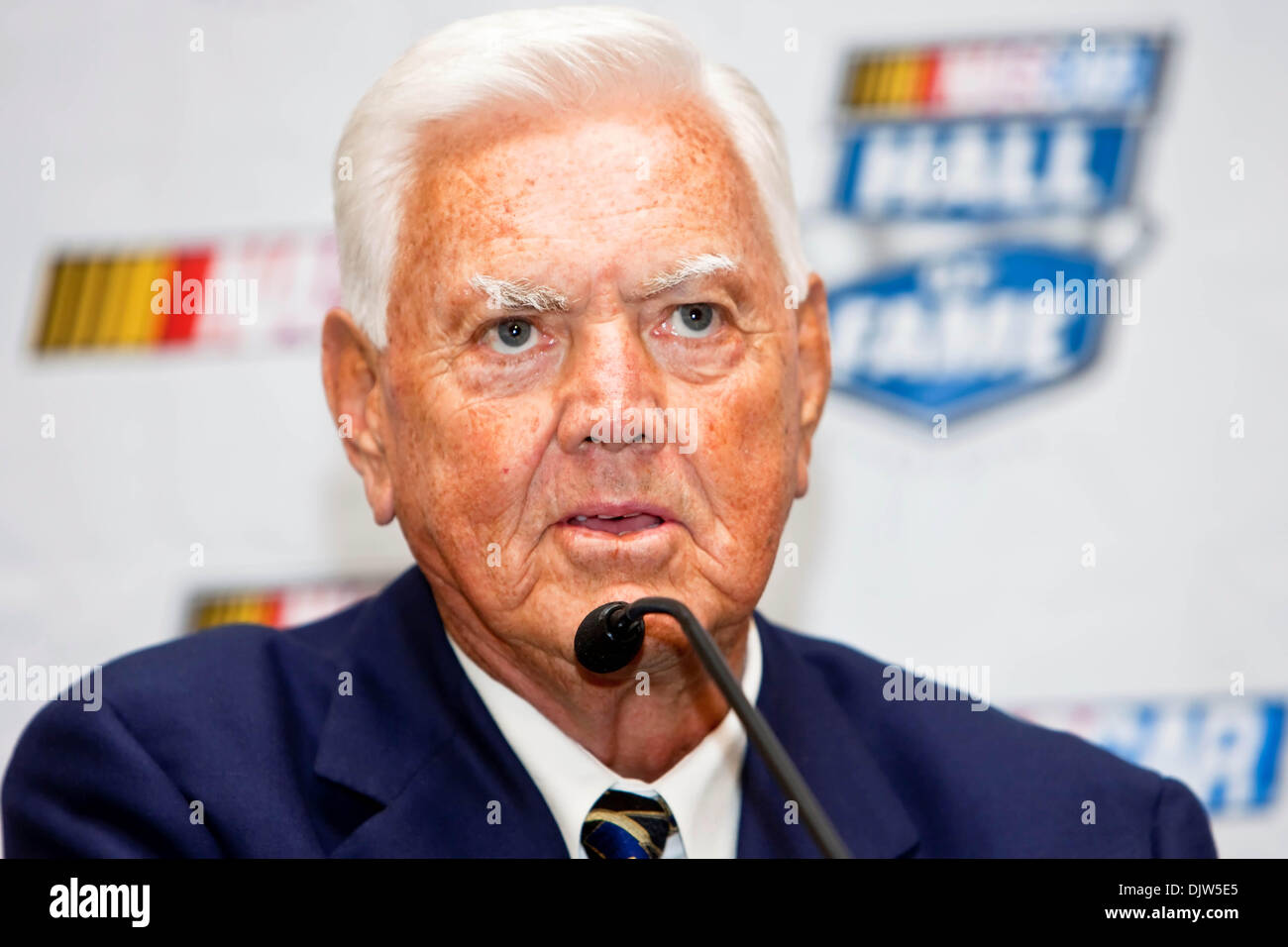 Junior Johnson speaks in the media room during the Inaugural NASCAR Hall Of Fame Induction at the new Hall Of Fame building in Charlotte, North Carolina. (Credit Image: © Leon Switzer/Southcreek Global/ZUMApress.com) Stock Photo