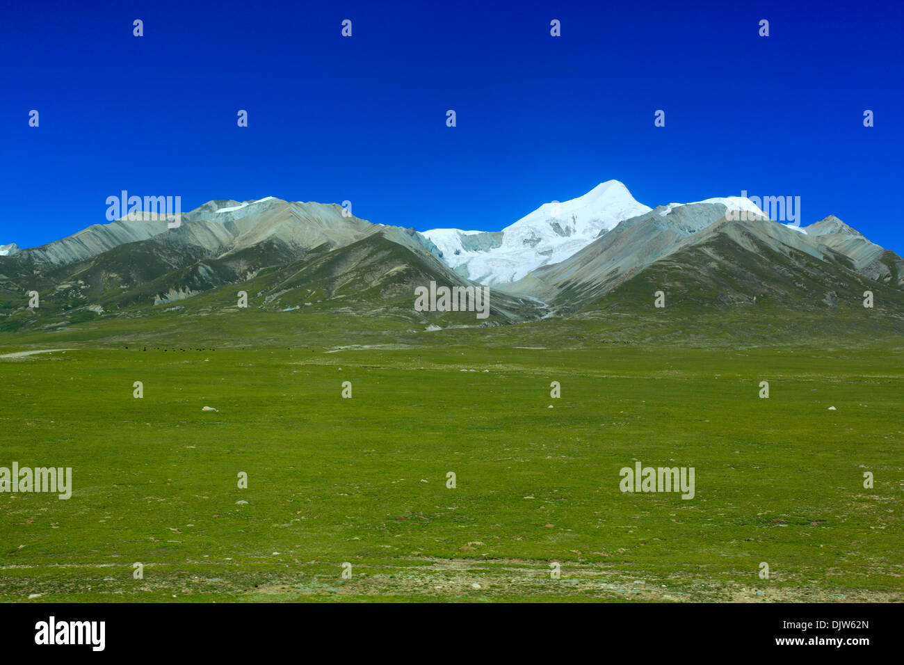 Landscape viewed from train of Trans-Tibetan Railway, Tibet, China ...