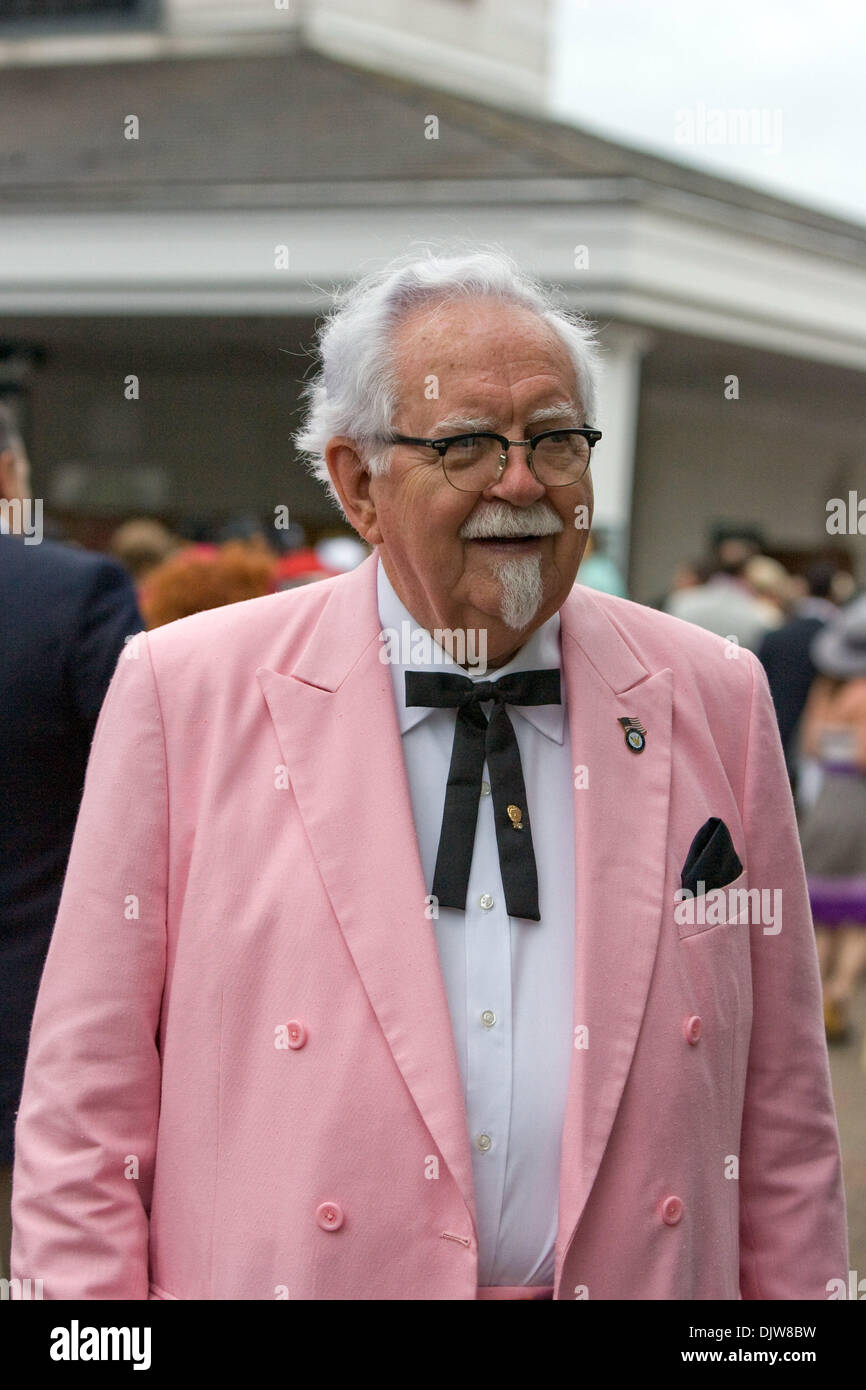 01 May 2010: Colonel Sanders was on-hand representing KFC at the Kentucky Derby.  Jockey Calvin Borel aboard Super Saver (4) crosses the finish line to win the 136th running of the Kentucky Derby before a crowd of 155,084 at Churchill Downs in Louisville, Ky..Mandatory Credit: Frank Jansky / Southcreek Global (Credit Image: © Frank Jansky/Southcreek Global/ZUMApress.com) Stock Photo