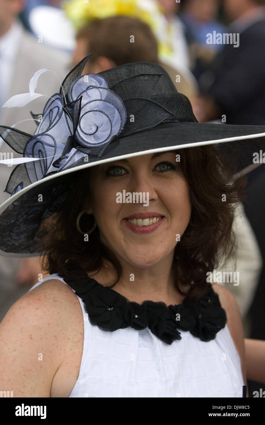 01 May 2010: The ladies braved the rainy weather to display their fancy hats at the 136th running of the Kentucky Derby.  Jockey Calvin Borel aboard Super Saver (4) crosses the finish line to win the 136th running of the Kentucky Derby before a crowd of 155,084 at Churchill Downs in Louisville, Ky..Mandatory Credit: Frank Jansky / Southcreek Global (Credit Image: © Frank Jansky/Sou Stock Photo