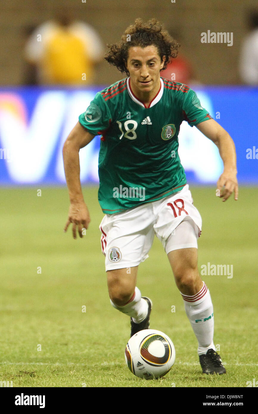Andres Guardado (#18) Midfielder for Mexico dribbles the ball in open space.  Mexico defeated Angola 1-0 at Reliant Stadium in Houston, TX. (Credit Image: © Anthony Vasser/Southcreek Global/ZUMApress.com) Stock Photo