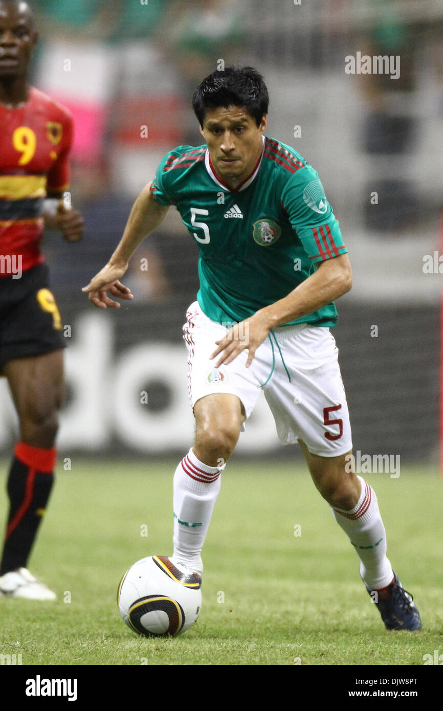 Ricardo Osorio (#5) Defender for Mexico dribbles the ball in open space at midfield.  Mexico defeated Angola 1-0 at Reliant Stadium in Houston, TX. (Credit Image: © Anthony Vasser/Southcreek Global/ZUMApress.com) Stock Photo