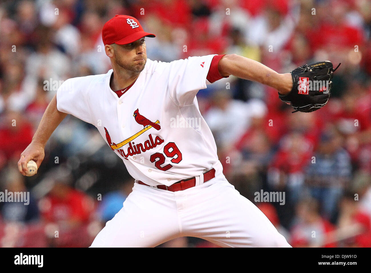 St. Louis Cardinals starting pitcher Chris Carpenter (29) digs into the  mound during the Cardinals game against the Washington Nationals at Busch  Stadium in St. Louis, Missouri. (Credit Image: © David Welker/Southcreek