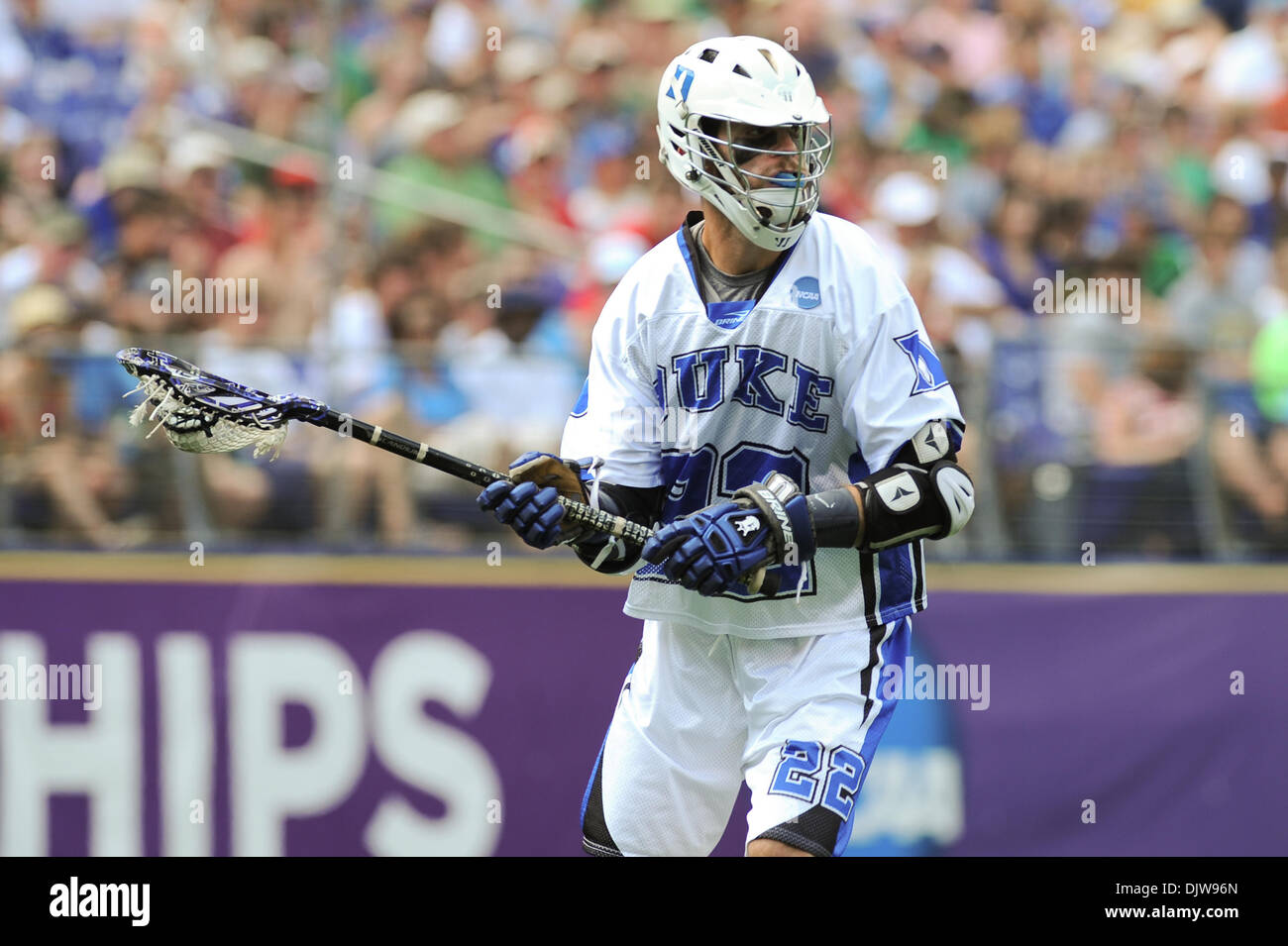 31 May 2010: Duke's Ned Crotty (22) looks to make a pass during the 2010 NCAA Division I Mens Lacrosse Championship held at M&T Bank Stadium in Baltimore, MD..Mandatory Credit: Russell Tracy / Southcreek Global (Credit Image: © Russell Tracy/Southcreek Global/ZUMApress.com) Stock Photo