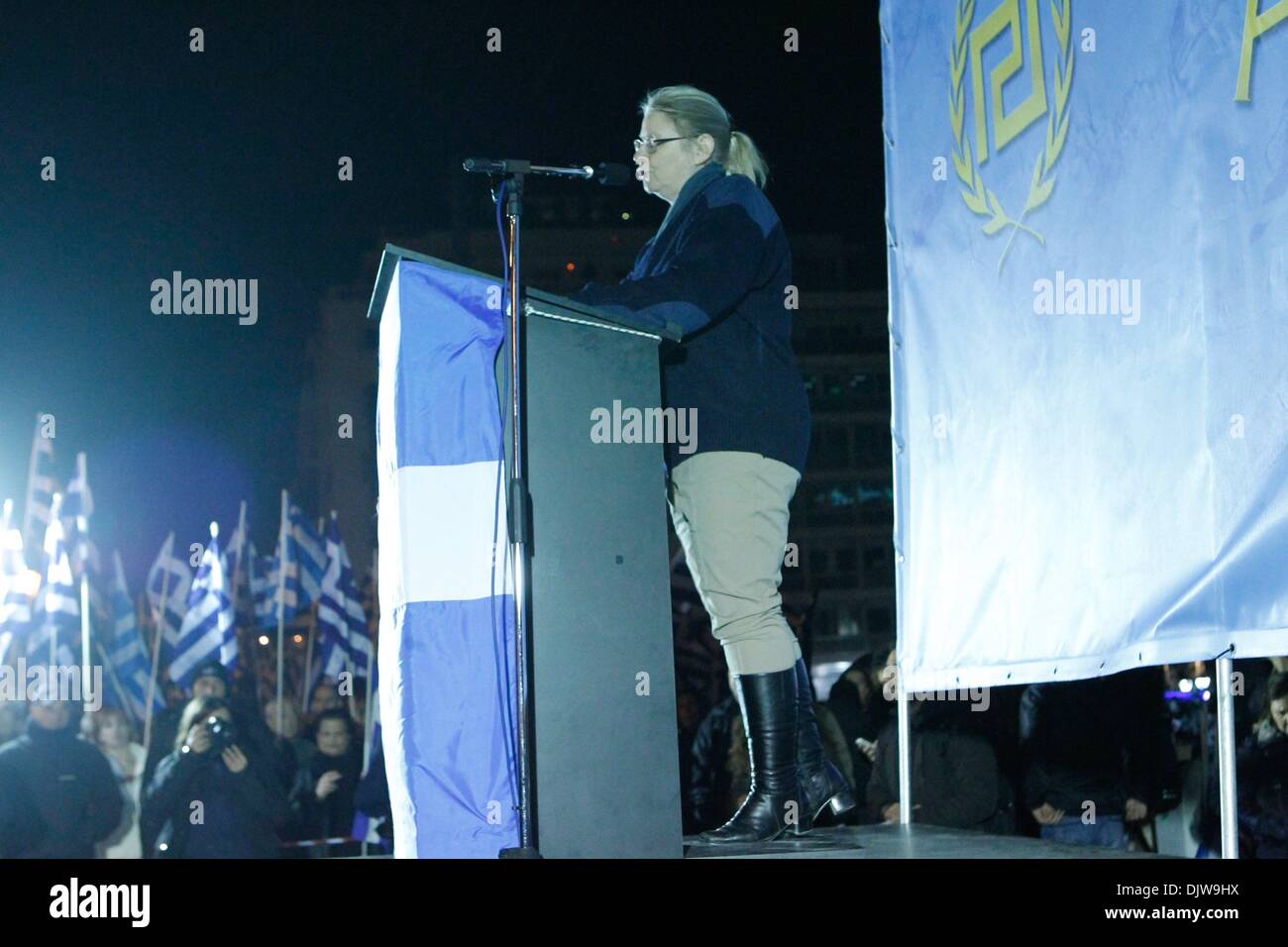 Athens, Greece. 30th Nov, 2013. ELENI ZAROULIA wife of the leader of