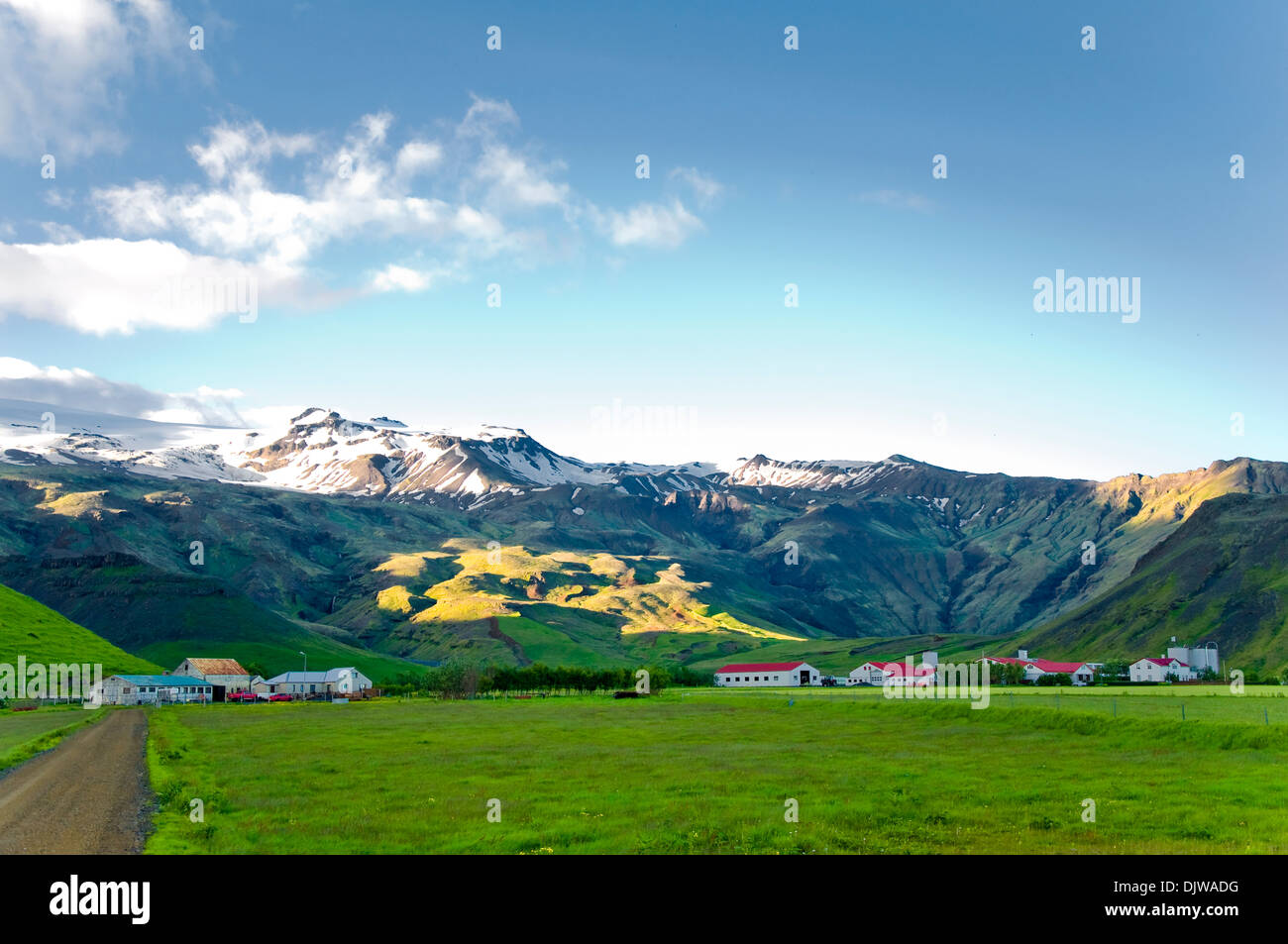 Farm House at the bottom of the Eyjafjallajokull Volcano, Iceland Stock Photo