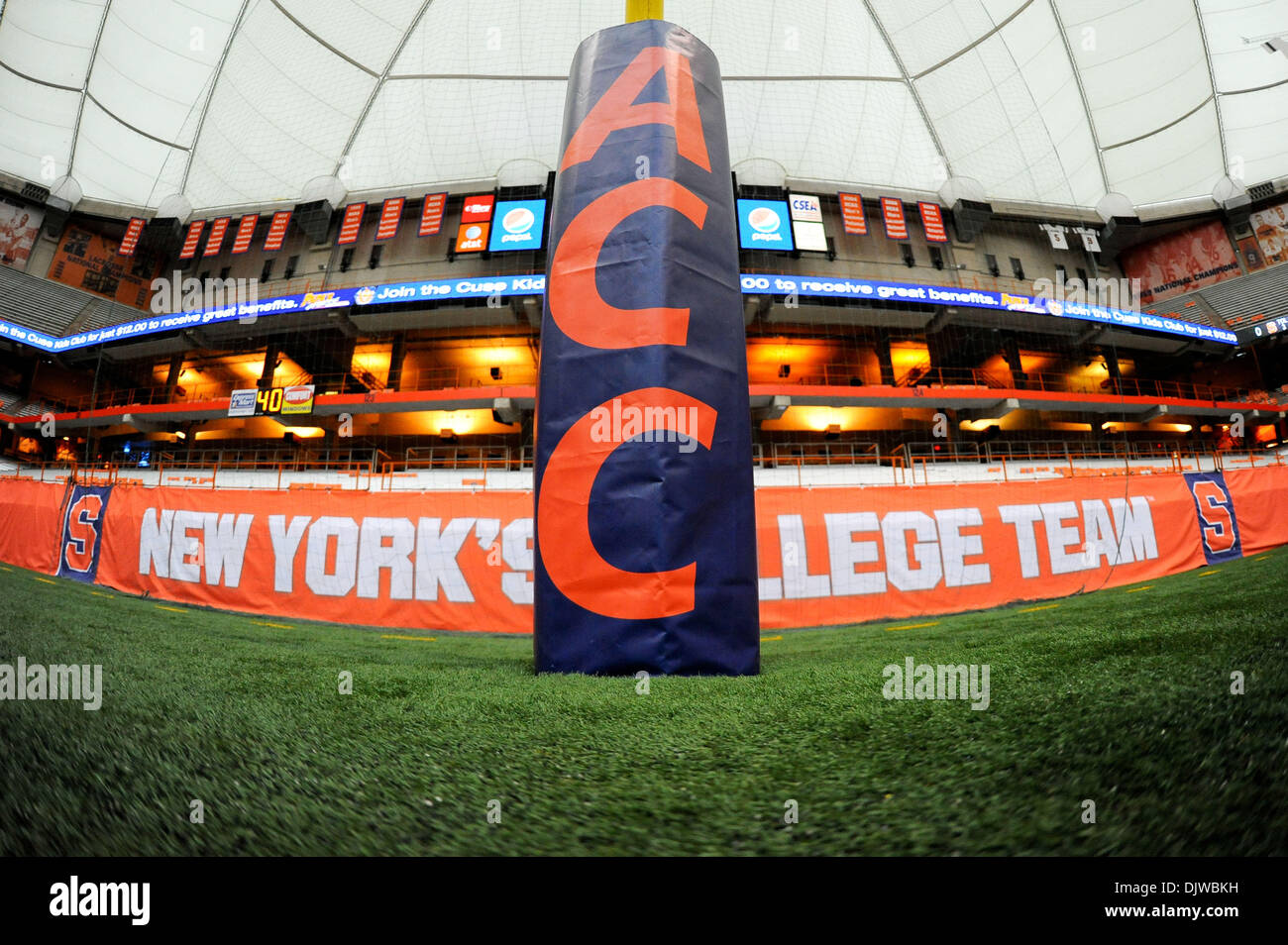 Syracuse, New York, USA. 30th Nov, 2013. November 30, 2013: General view of an Atlantic Coast Conference field goal cover prior to an NCAA Football game between the Boston College Eagles and the Syracuse Orange at the Carrier Dome in Syracuse, New York. Rich Barnes/CSM/Alamy Live News Stock Photo