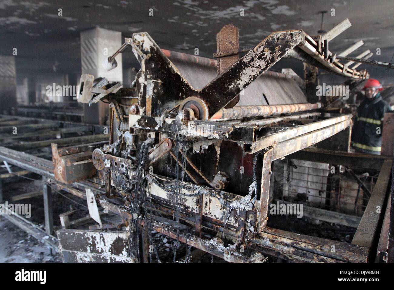 Konabari, Gazipur Bangladesh, 29 November 2013. Burnt garments are seen