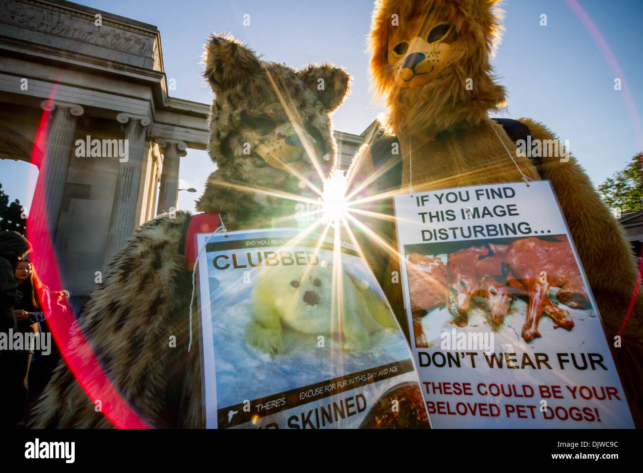 Anti-Fur Animal Rights Coalition Protest in London Stock Photo