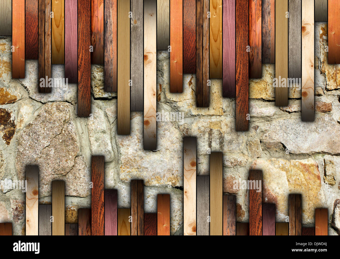 mounting wood floor on cracked stones surface Stock Photo Alamy