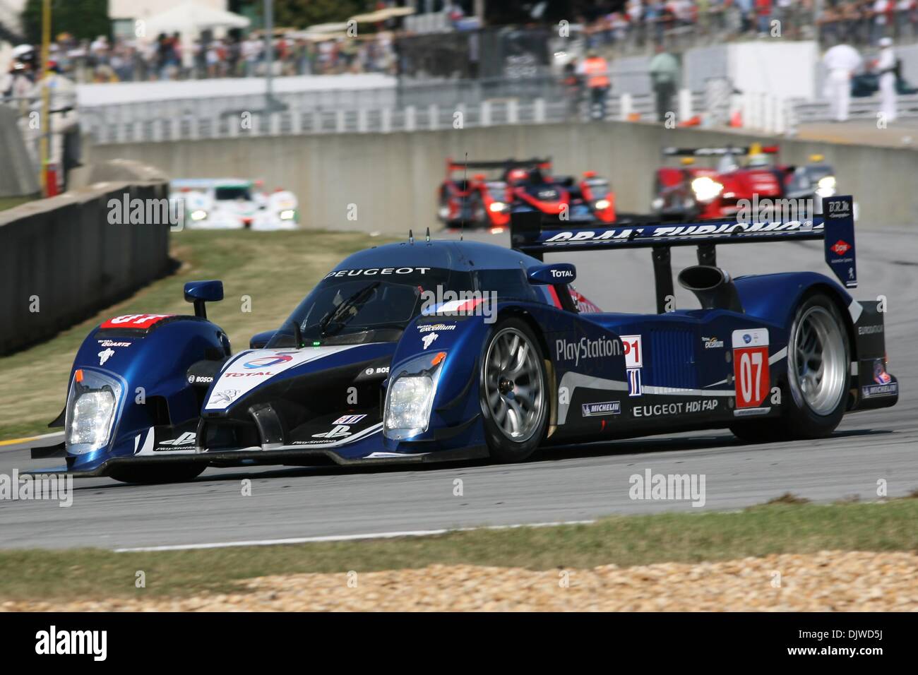 Oct. 2, 2010 - Braselton, Georgia, USA - The #7 Team Peugeot Total - Peugeot 908 HDI FAP finished 2nd in the 2010 13th Annual Petit Le Mans powered by Mazda 2. drivers for Team Peugeot Total were Marc GenÃ©, Alexander Wurz, and Anthony Davidson. (Credit Image: © Everett Davis/Southcreek Global/ZUMApress.com) Stock Photo