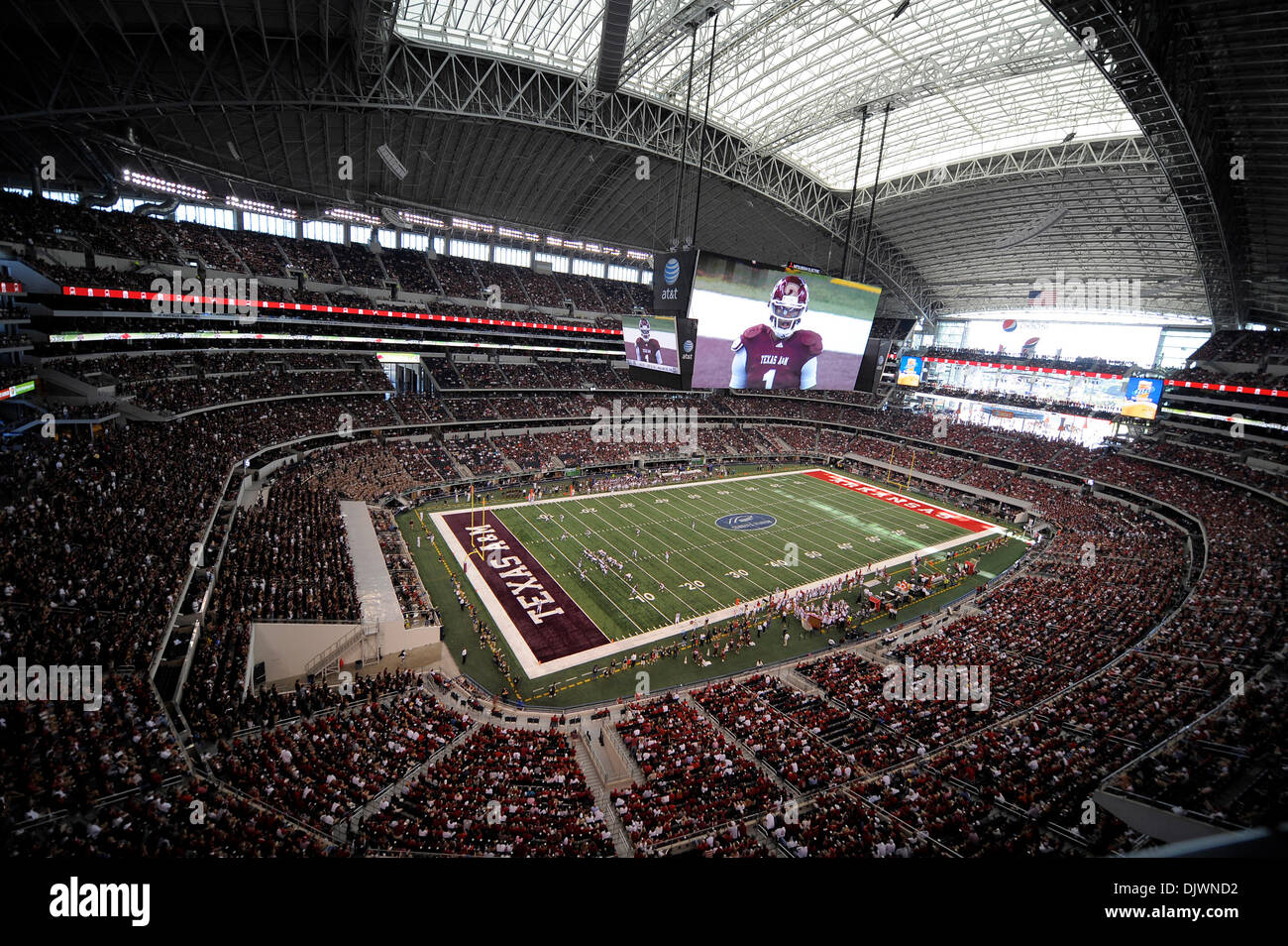 Oct. 9, 2010 - Arlington, Texas, United States of America - Dallas Cowboys Stadium in Arlington was the site of the game between the University of Arkansas and Texas A&M. The Razorbacks defeated the Aggies 24-17. (Credit Image: © Jerome Miron/Southcreek Global/ZUMApress.com) Stock Photo