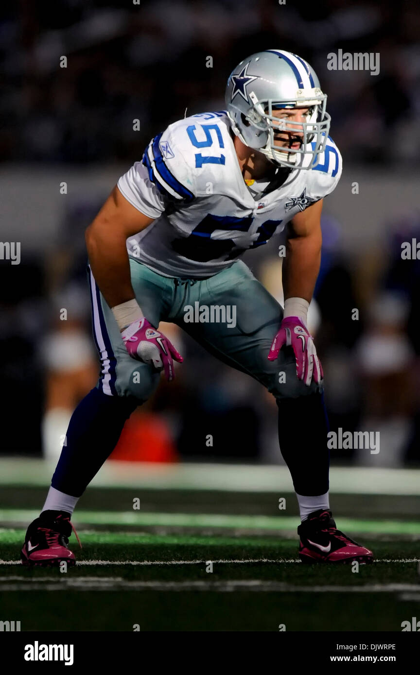 Oct. 10, 2010 - Arlington, Texas, United States of America - Dallas Cowboys  linebacker Keith Brooking #51 lines up for the snap in 2nd half action as  the Cowboy fall to the