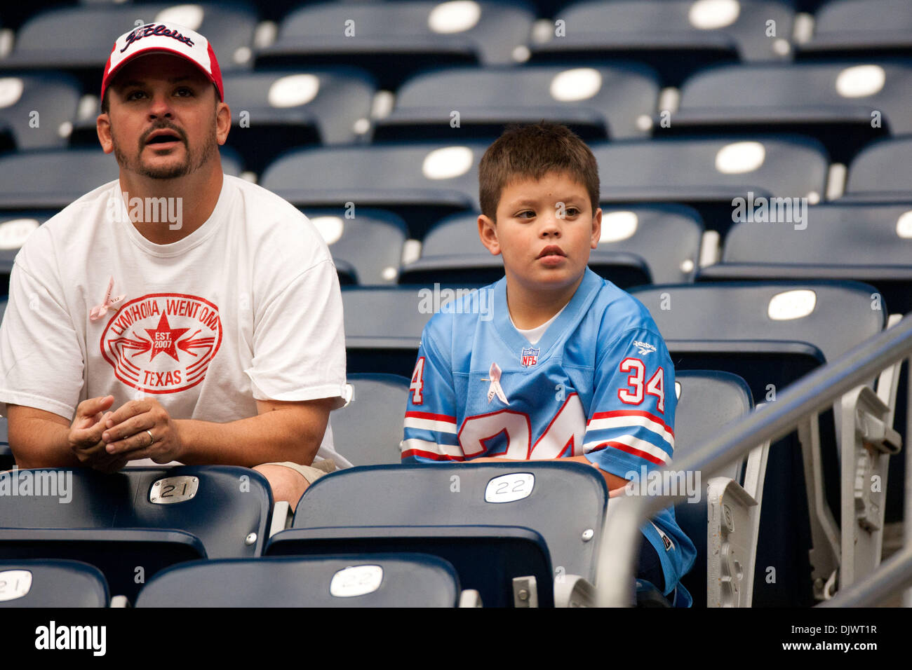Oct. 10, 2010 - Houston, Texas, U.S - Young Houston Oilers fan at the game  with his retro Houston Oilers jersey to watch the game with NY Giants at Houston  Texans. NY