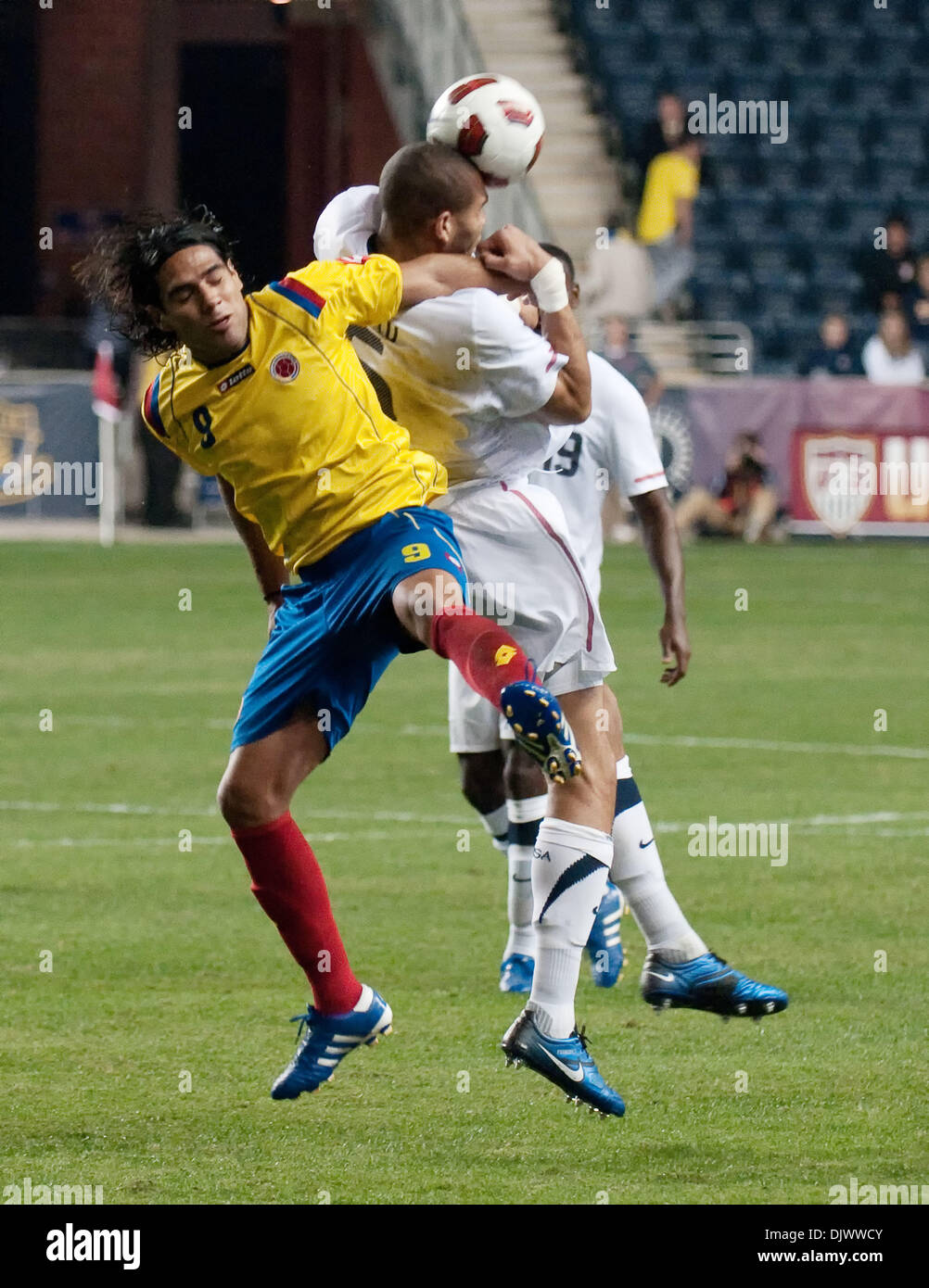Oct 12, 2010 - Chester, Pennsylvania, U.S. - MLS Soccer - Colombia's FALCAU GARCIA and USA'S OGUCHI ONYEWU fight for the ball. The USA and Colombia played an International Friendly match at PPL Park in Chester. (Credit Image: © Ricky Fitchett/ZUMApress.com) Stock Photo