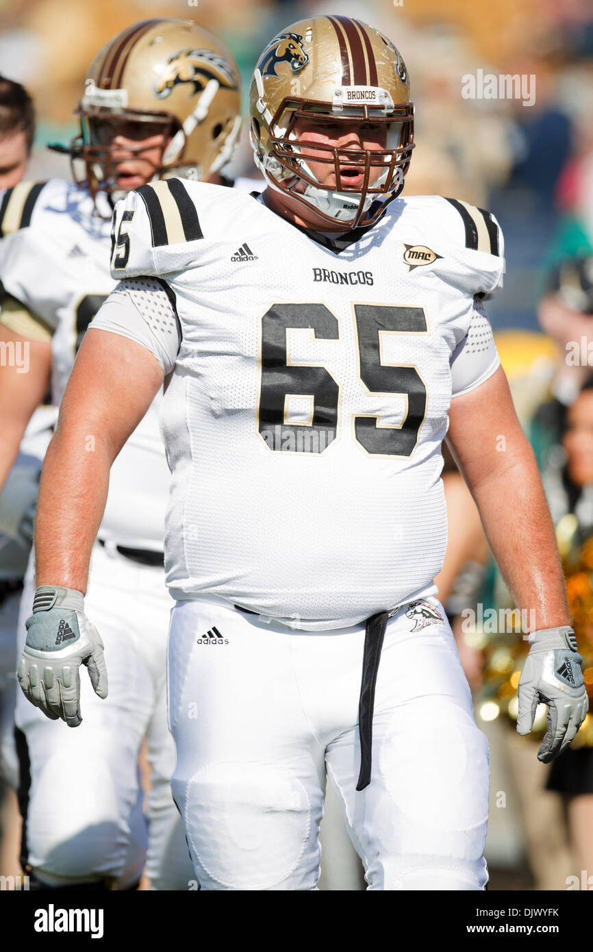 Oct. 16, 2010 - South Bend, Indiana, United States of America - Western  Michigan offensive lineman Phillip Swanson (#65) during NCAA football game  between Western Michigan and Notre Dame. The Notre Dame