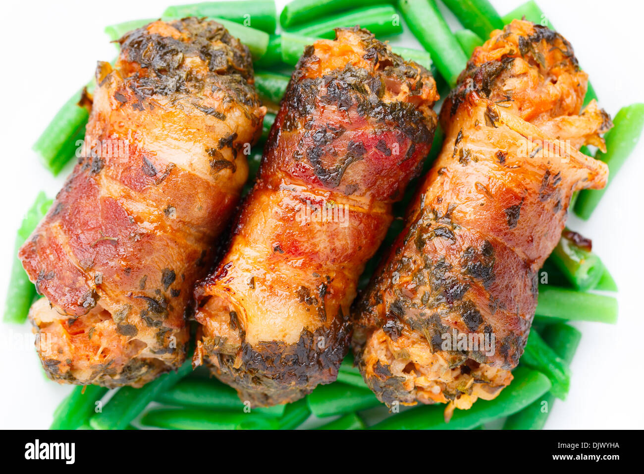 Bacon wrapped cutlet Stock Photo