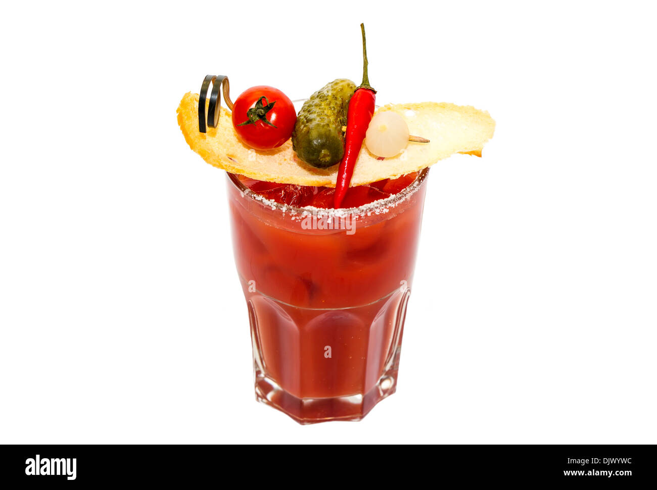 bloody mary cocktail on a white background in the restaurant Stock
