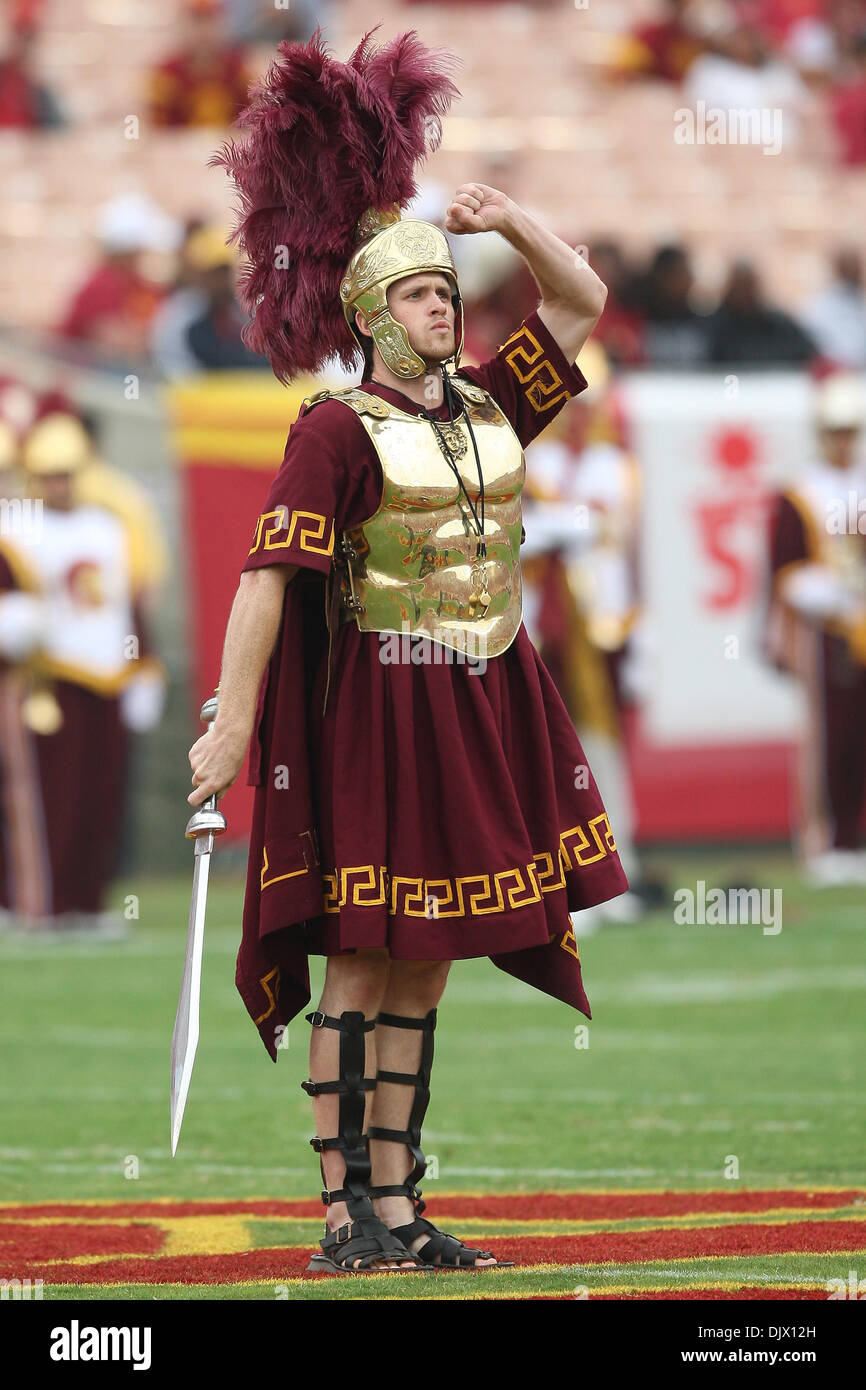 Oct. 16, 2010 - Los Angeles, California, United States of America - Tommy Trojan takes to the field before the USC Trojans vs California Golden Bears game at the Los Angeles Memorial Coliseum. The Trojans went on to defeat the Golden Bears with a final score of 48-14. (Credit Image: © Brandon Parry/Southcreek Global/ZUMApress.com) Stock Photo