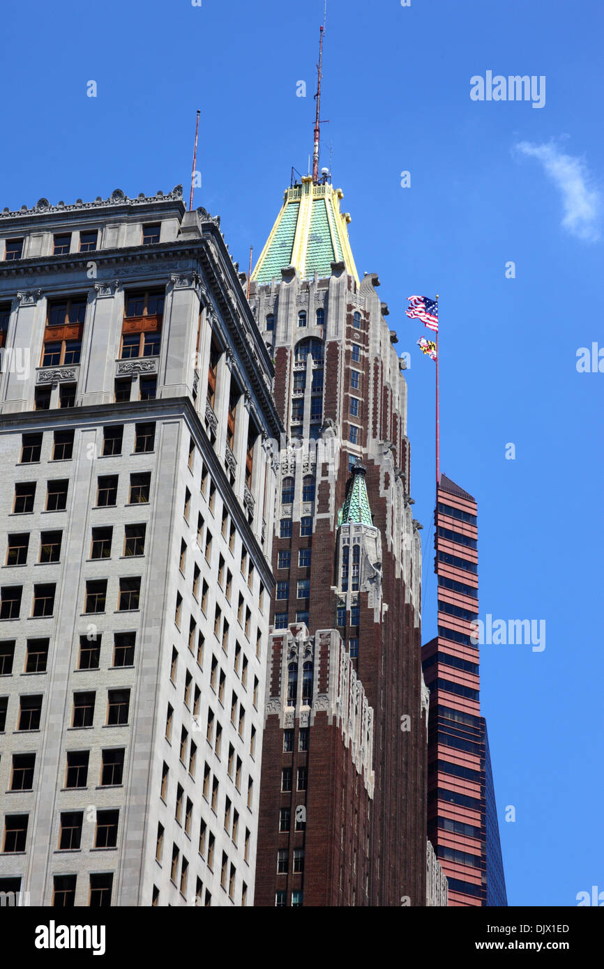 Bank of America building (centre), William Donald Schaefer building behind, Baltimore City, Maryland, USA Stock Photo