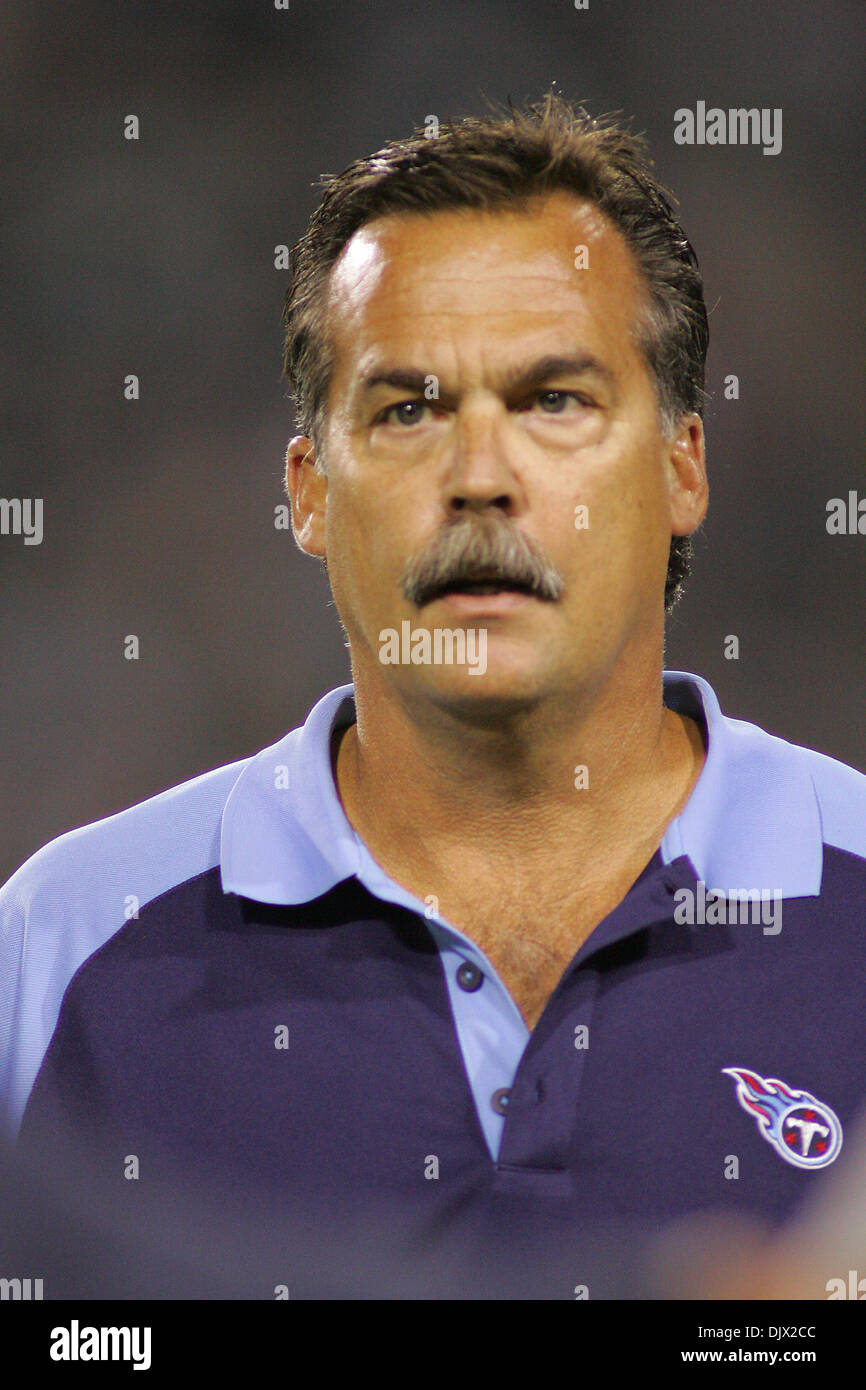 Oct. 18, 2010 - Jacksonville, Florida, United States of America - Tennessee Titans head coach Jeff Fisher in action against the Jacksonville Jaguars in the game at Everbank Field in Jacksonville, Florida. Tennessee defeated Jacksonville 30-3. (Credit Image: © David Roseblum/Southcreek Global/ZUMApress.com) Stock Photo