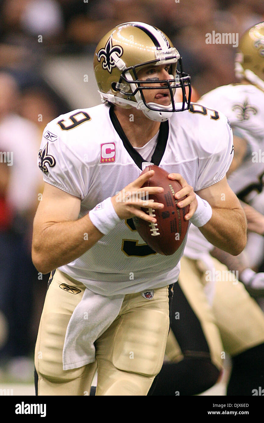 Drew Brees #9 of the New Orleans Saints looks on during a game against the  Indianapolis Colts in Super Bowl XLIV Stock Photo - Alamy