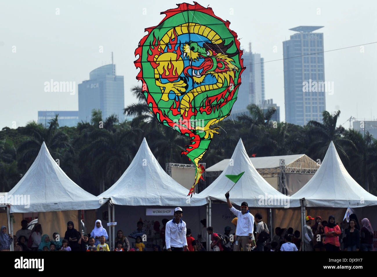 Jakarta, Indonesia. 1st Dec, 2013. The Jakarta International Kite Festival 2013 is opened in Jakarta, Indonesia, Nov. 30, 2013. The two-day festival was participated by 18 countries and regions. Credit: Agung Kuncahya B./Xinhua/Alamy Live News Stock Photo