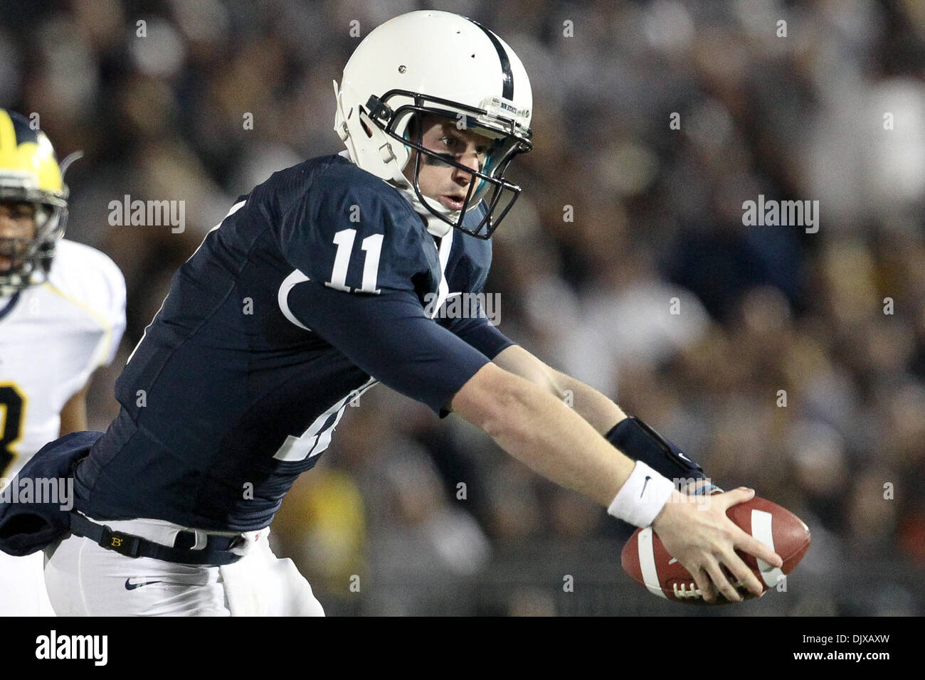 Oct. 30, 2010 - State College, Pennsylvania, United States of America - Penn State Nittany Lions quarterback Matthew McGloin (11)in action in the game held at Beaver Stadum in State College, Pennsylvania. (Credit Image: © Alex Cena/Southcreek Global/ZUMApress.com) Stock Photo