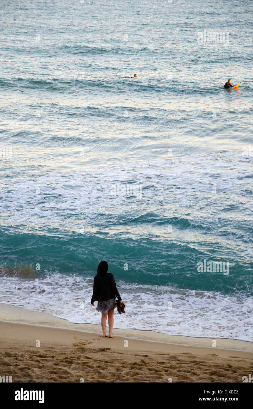 Barcelona beach woman hi-res stock photography and images