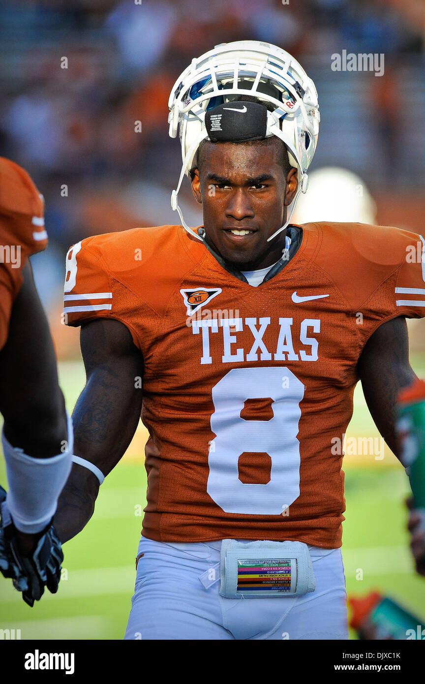 Oct. 30, 2010 - Austin, Texas, United States of America - Texas Longhorns  cornerback Chykie Brown (8) warms up before the game between the University  of Texas and Baylor University. The Bears