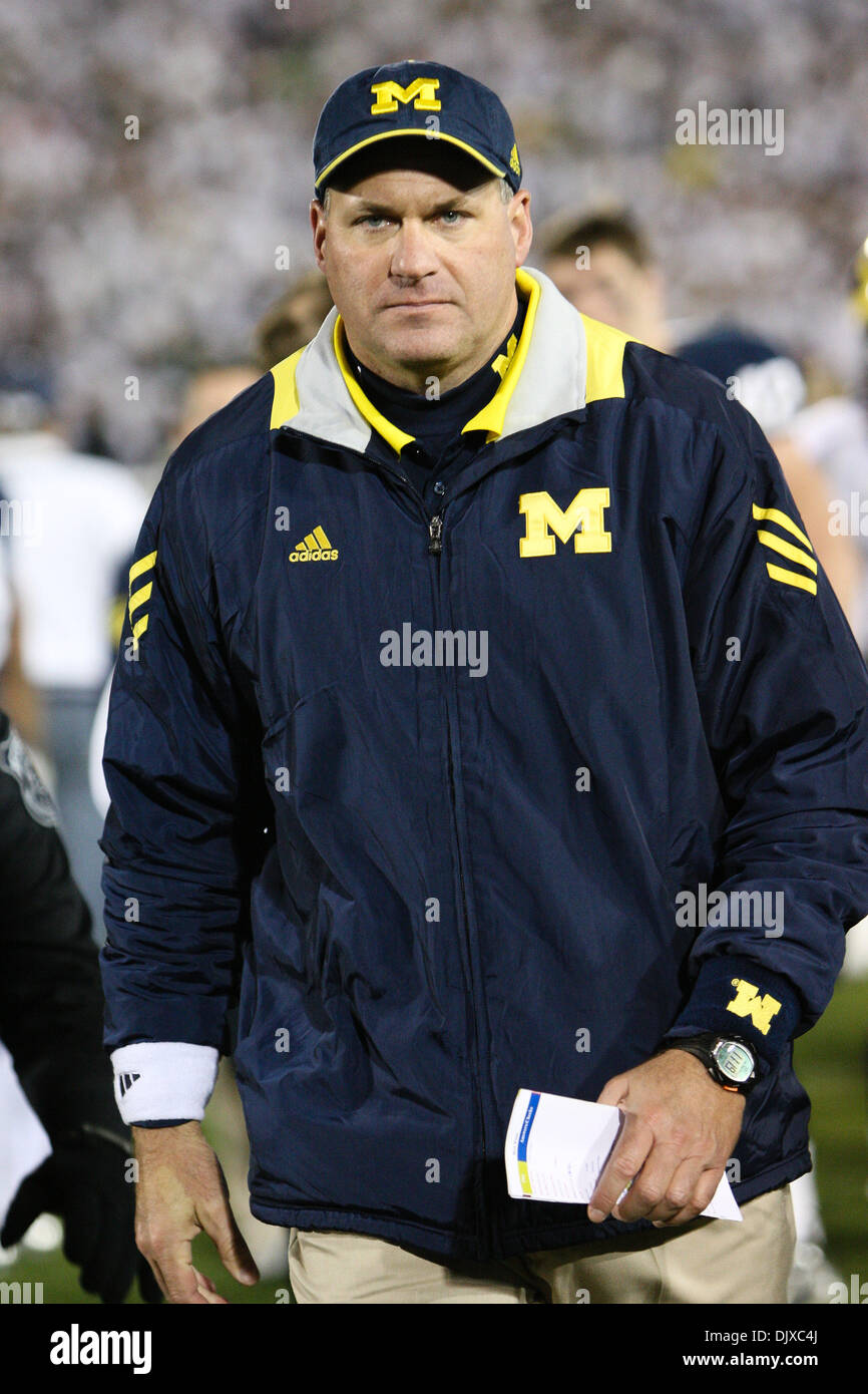 Oct. 30, 2010 - State College, Pennsylvania, United States of America - Michigan Wolverines Head Coach Rich Rodriguez after the game held at Beaver Stadium in State College, Pennsylvania.   Penn State defeated Michigan 41-31 (Credit Image: © Alex Cena/Southcreek Global/ZUMApress.com) Stock Photo