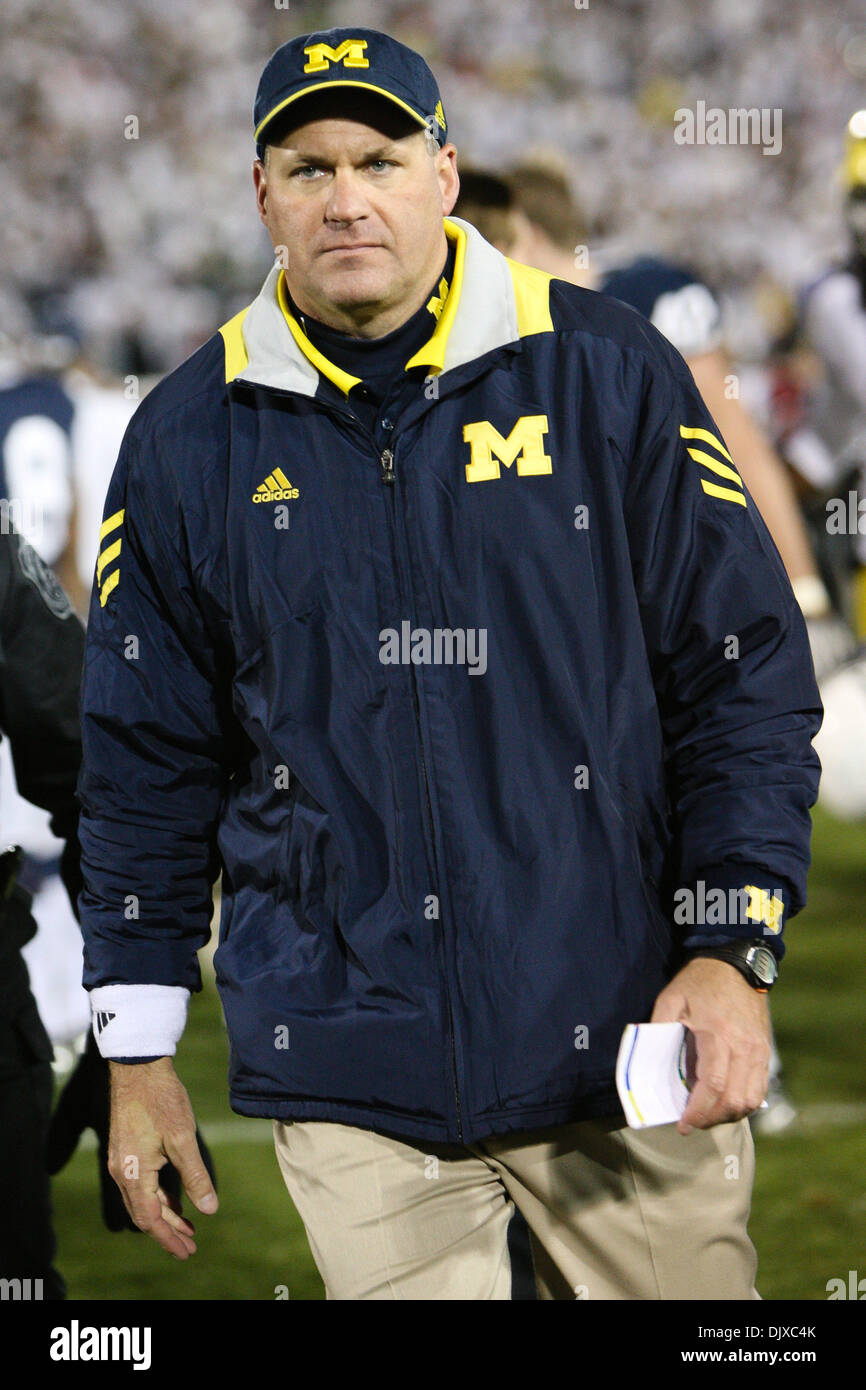 Oct. 30, 2010 - State College, Pennsylvania, United States of America - Michigan Wolverines Head Coach Rich Rodriguez after the game held at Beaver Stadium in State College, Pennsylvania.   Penn State defeated Michigan 41-31 (Credit Image: © Alex Cena/Southcreek Global/ZUMApress.com) Stock Photo