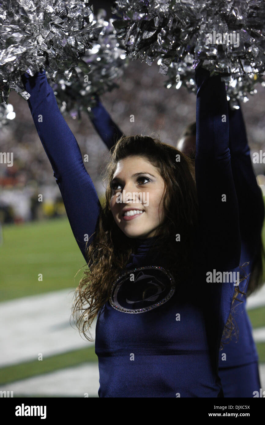 Oct. 30, 2010 - State College, Pennsylvania, United States of America - Penn State Nittany Lions cheerleaders in action in the game held at Beaver Stadium in State College, Pennsylvania.   Penn State defeated Michigan 41-31 (Credit Image: © Alex Cena/Southcreek Global/ZUMApress.com) Stock Photo