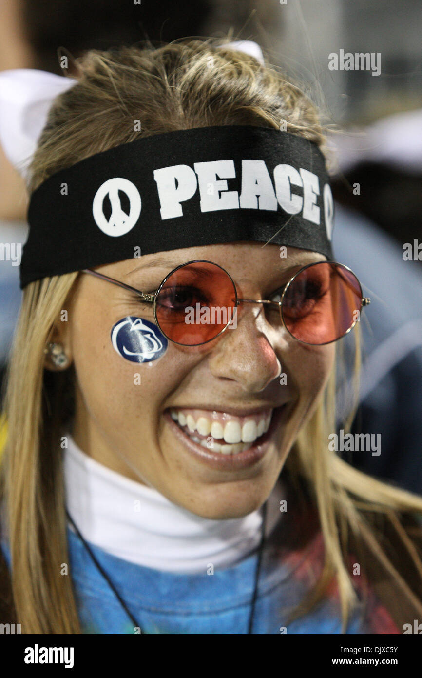 Oct. 30, 2010 - State College, Pennsylvania, United States of America - Penn State Nittany Lions cheerleaders in action in the game held at Beaver Stadium in State College, Pennsylvania.   Penn State defeated Michigan 41-31 (Credit Image: © Alex Cena/Southcreek Global/ZUMApress.com) Stock Photo