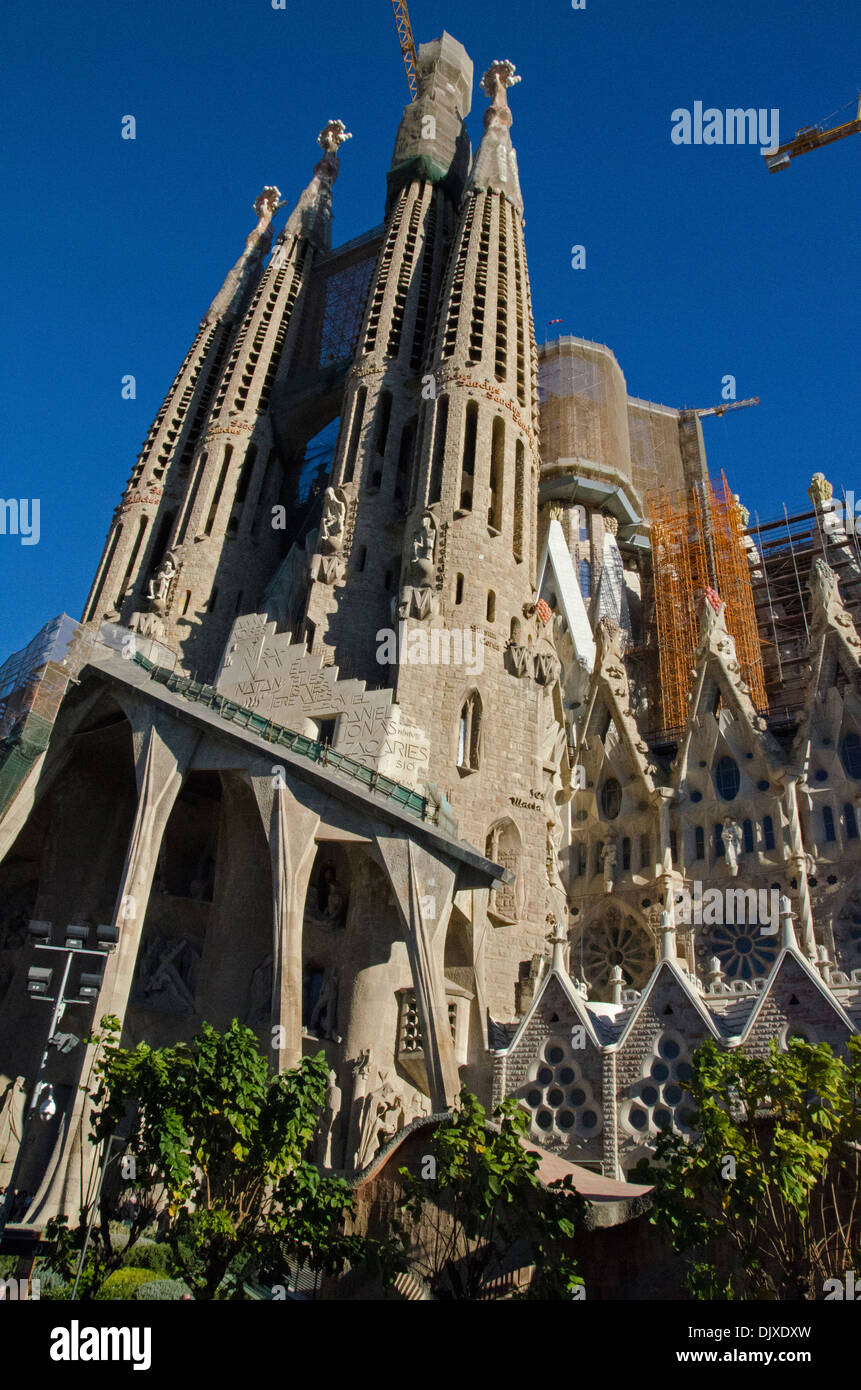 The Passion Facade of La Sagrada Familia cathedral, Barcelona Stock