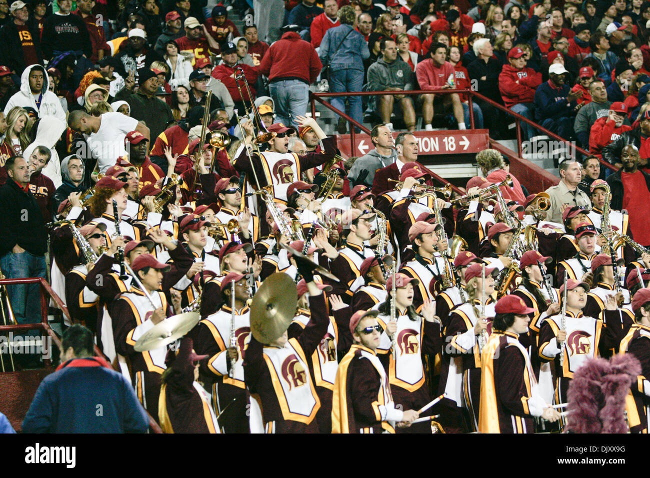 Nov. 13, 2010 - Tucson, AZ, USA - The USC marching band brings the fight song to Tucson Arizona as they support their Trojans. USC defeated Arizona 24 - 21. (Credit Image: © Dean Henthorn/Southcreek Global/ZUMApress.com) Stock Photo