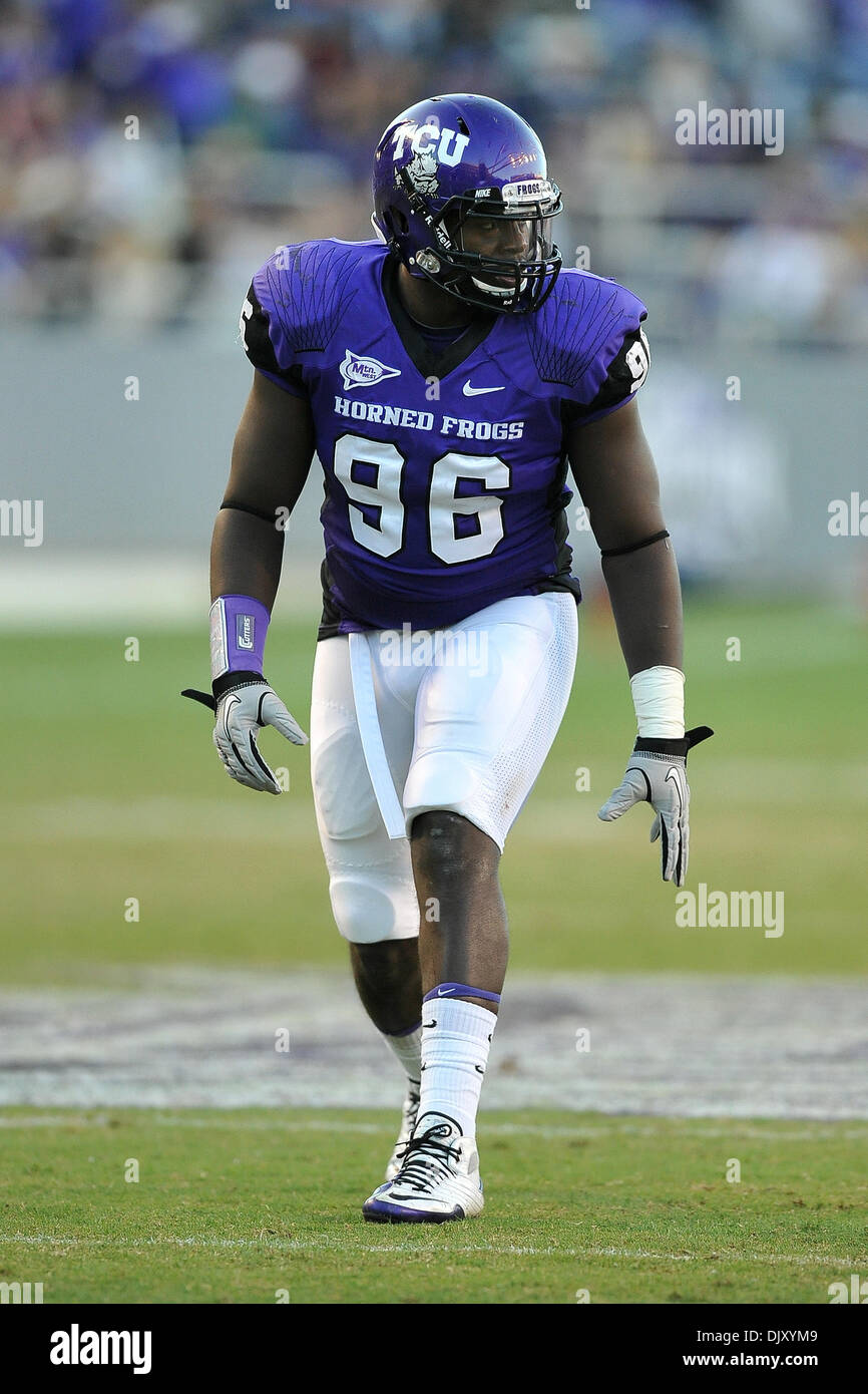 Nov. 14, 2010 - Amon G. Carter Stadium, Texas, United States of America - November 13, 2010: TCU Horned Frogs defensive end Wayne Daniels (96) during the game between the San Diego State University Aztecs and the Texas Christian University Horned Frogs at Amon G. Carter Stadium in Fort Worth, Texas. TCU win against over San Diego State 40-35. (Credit Image: © Patrick Green/Southcre Stock Photo
