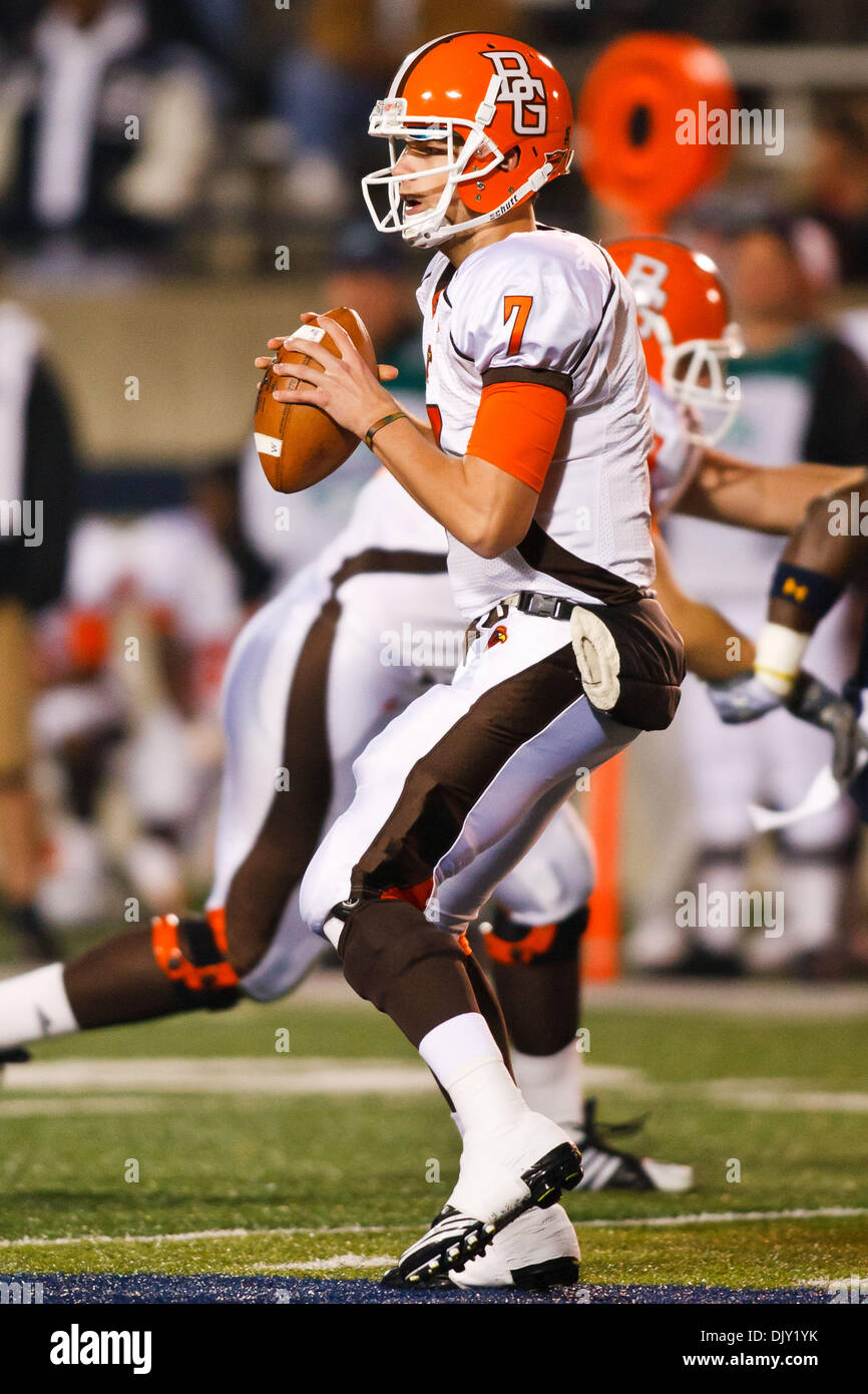 Nov. 17, 2010 - Toledo, Ohio, United States of America - Bowling Green Falcons quarterback Matt Schilz (#7) during first-quarter game action.  Toledo defeated arch-rival Bowling Green 33-14 at the Glass Bowl in Toledo, Ohio in the annual Battle for the Peace Pipe. (Credit Image: © Scott Grau/Southcreek Global/ZUMApress.com) Stock Photo
