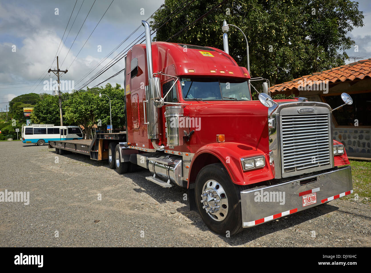 Big red truck parked up Stock Photo Alamy