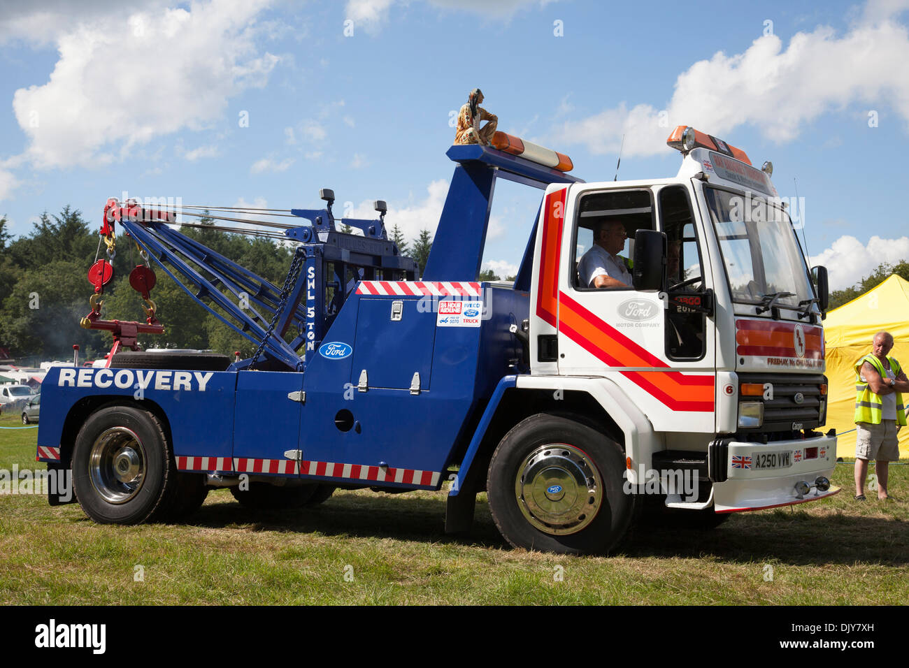 A Ford Cargo recovery truck. Stock Photo
