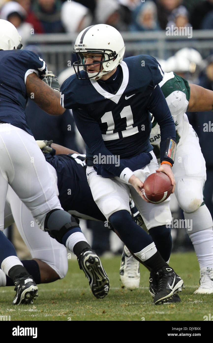 Nov. 27, 2010 - University Park, Pennsylvania, United States of America - Penn State Nittany Lions quarterback Matthew McGloin (11) during the Penn State Nittany Lions and the Michigan State Spartans game at Beaver Stadium in University Park, Pennsylvania. (Credit Image: © Alex Cena/Southcreek Global/ZUMAPRESS.com) Stock Photo