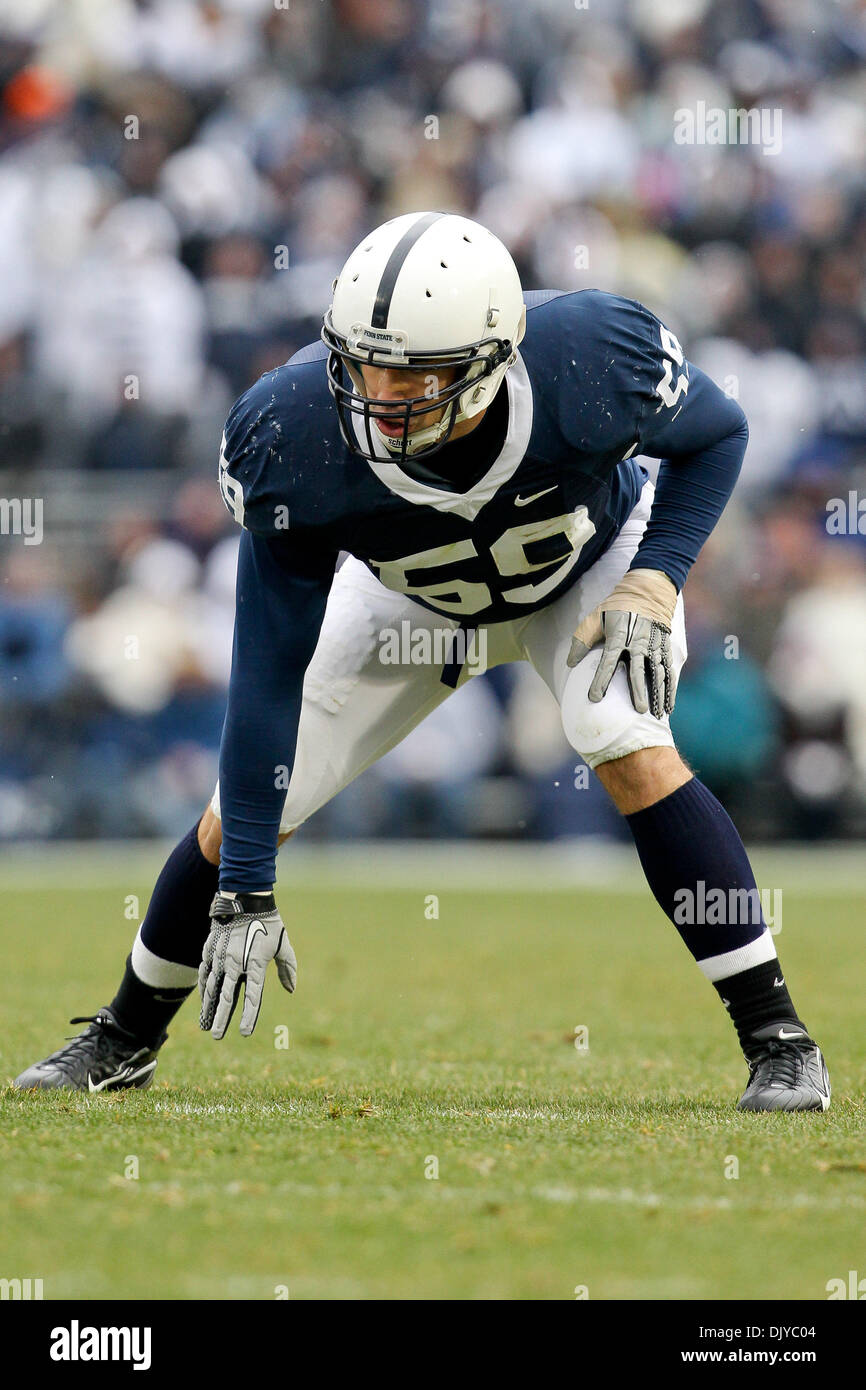 Nov. 27, 2010 - University Park, Pennsylvania, United States of America - Penn State Nittany Lions defensive end Pete Massaro (59) during game action at Beaver Stadium in University Park, Pennsylvania. (Credit Image: © Alex Cena/Southcreek Global/ZUMAPRESS.com) Stock Photo